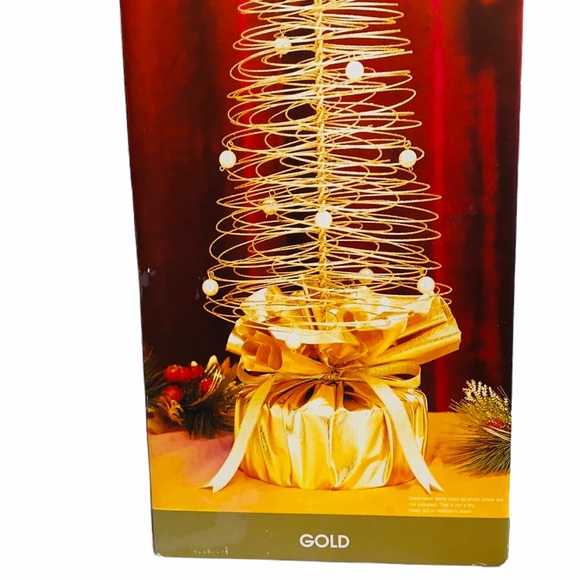 32” Spiral Wire Ornament Gold Christmas Tree - Picture 5 of 8